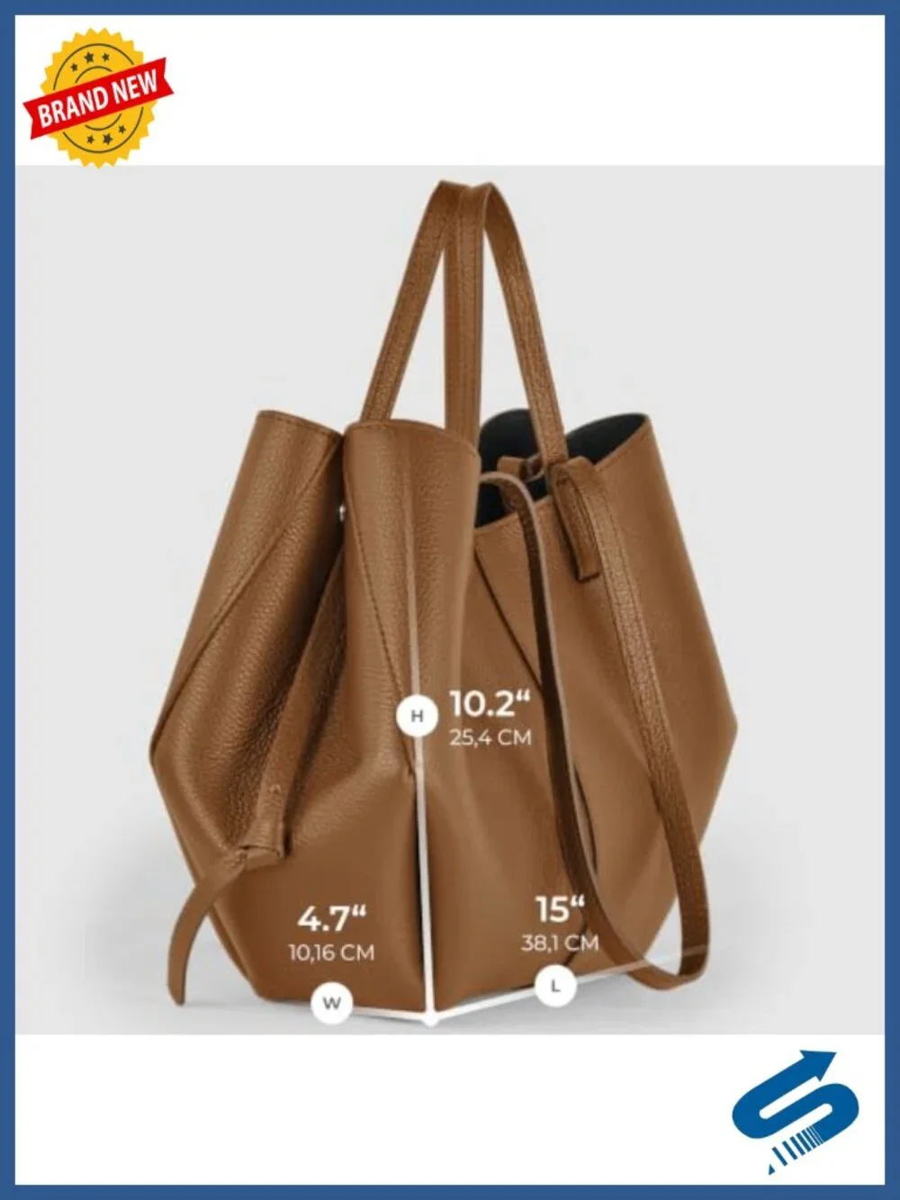 Genuine Italian Leather Tote Bag for Women, Shoulder Handbag with Dual Straps,